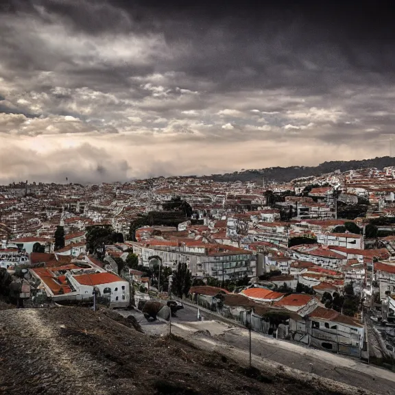 Image similar to A post-apocalyptic photo of the Portuguese city of Amadora, award-winning, 4k