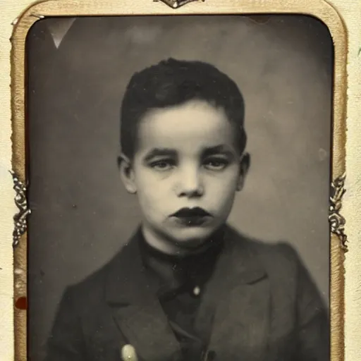 Prompt: tintype photo, jojo the dogfaces boy