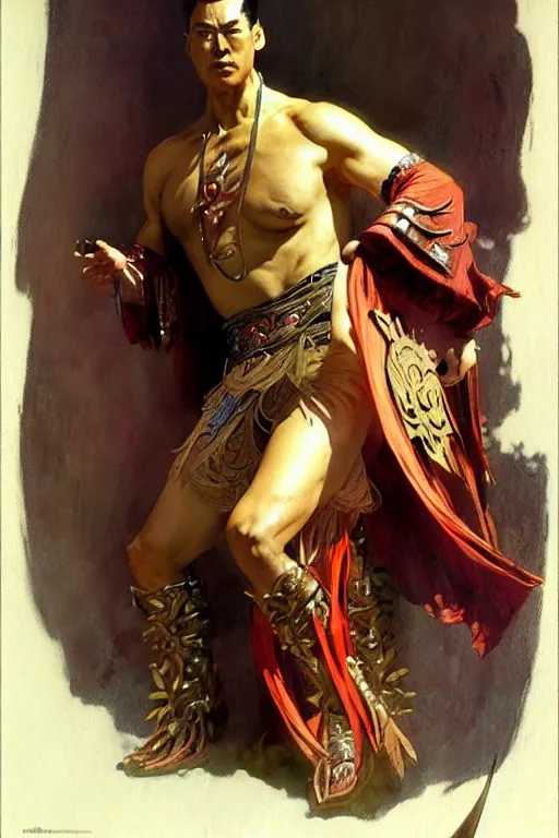 Image similar to wuxia, monster, character design, colorful, painting by gaston bussiere, craig mullins, j. c. leyendecker, tom of finland