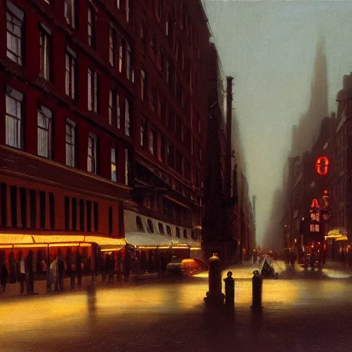 Image similar to a matte painting of nyc streets of soho in the summer, matte painting, dusk, fashion, by rozalski and peter ilsted, artstation