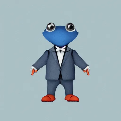 Image similar to blue salamander in a grey tuxedo and a bowtie, character icon