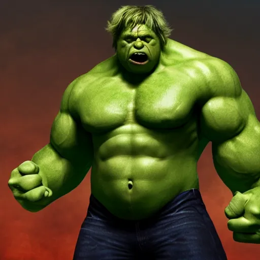 Image similar to boris johnson as the incredible hulk, realistic, 8 k,