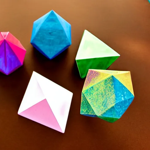 Prompt: abstract colorful platonic solids, sacred geometry