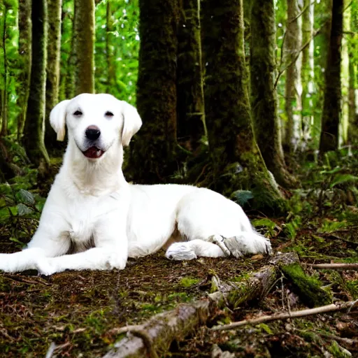 Image similar to white retriever in a forest