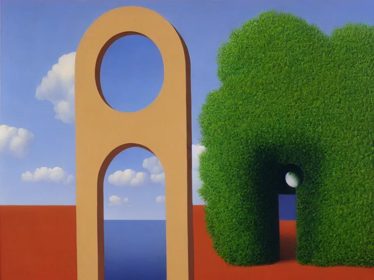 Prompt: keyhole, painting by rene magritte, high detail, high resolution