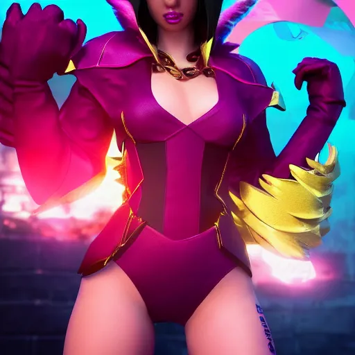 Image similar to Vogue Magazine cover with KDA Ahri (League of Legends). 3d render, octane render, game art, realistic, highly detailed, trending on artstation, 4k, trending on artstation, pixar, cgsociety, unreal engine 5, redshift render, trending on artstation, blender, behance, cg