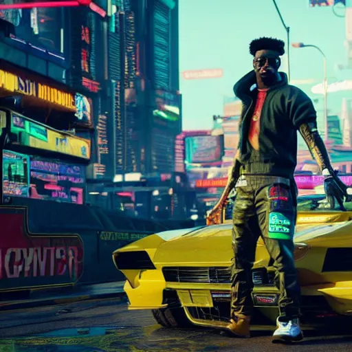 Prompt: 2 1 savage in cyberpunk 2 0 7 7, gameplay screenshot, detailed