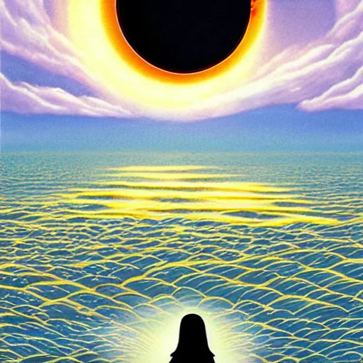 Prompt: solar eclipse from Spirited Away (2001)