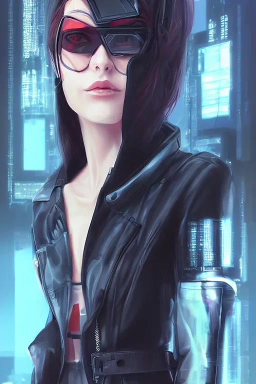 Image similar to Cyberpunk hacker, trenchcoat, by WLOP and artgerm, illustration, portrait