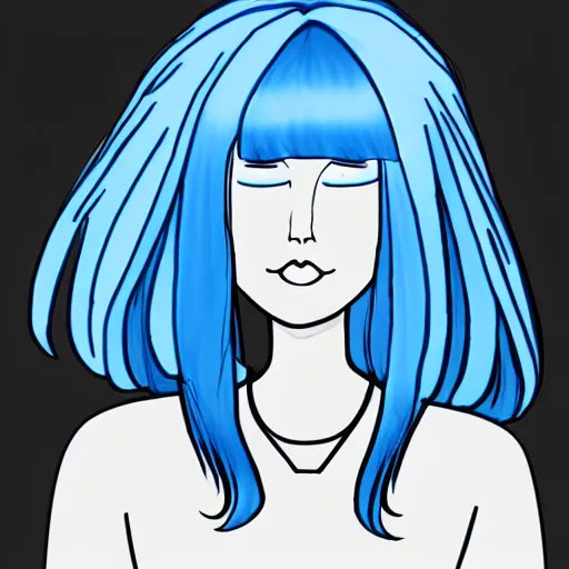 Image similar to blue hair girl by anna cattish, character design animation