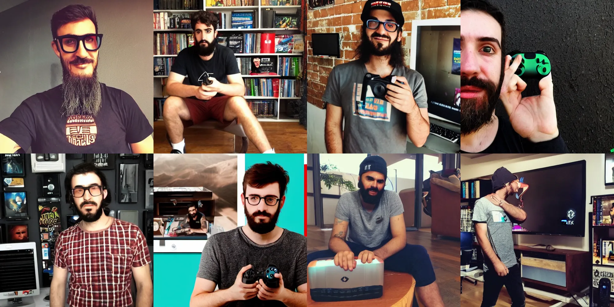 Prompt: Half turkish half australian hipster video gamer