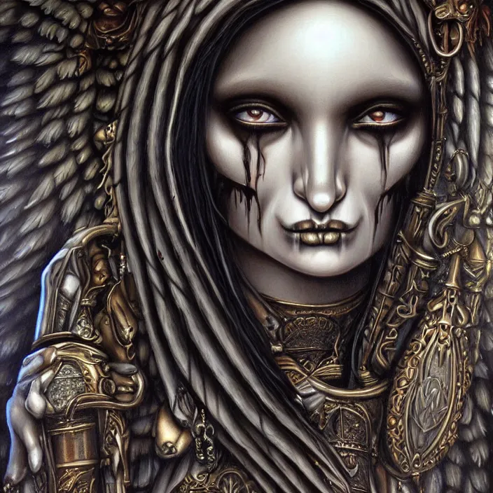 Image similar to close up portrait, goddess of death, by anne stokes, photorealism, highly detailed