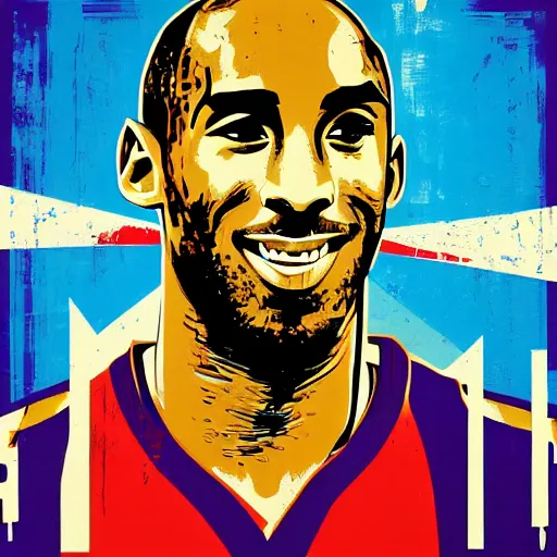 Prompt: Portrait of Kobe Bryant by Shepard Fairey