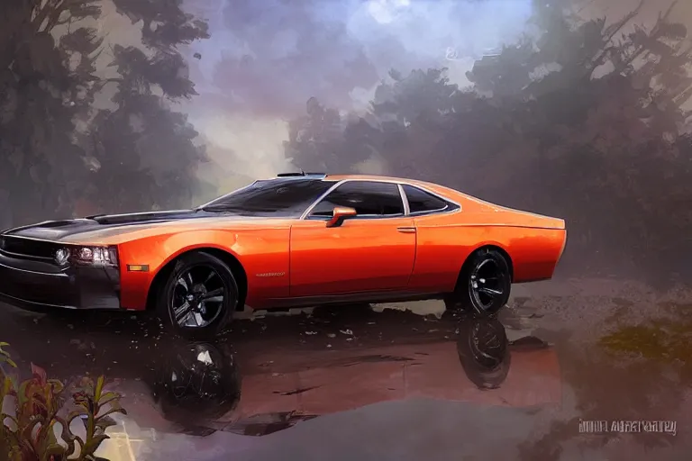 Prompt: The general Lee car, fantasy, elegant, intricate, highly detailed, digital painting, artstation, concept art, sharp focus, illustration, art by artgerm and greg rutkowski and alphonse mucha
