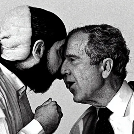 Image similar to george bush kissing osama bin laden