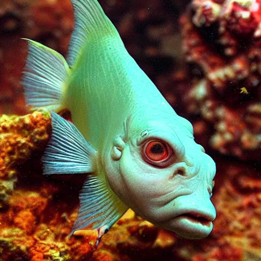 Image similar to gollum - faced fish