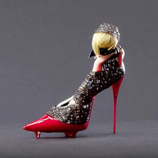Image similar to gorgeous pris gynoid from blade runner posing flirty louboutins, photorealistic, highly detailed,