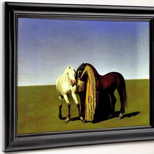 Image similar to offerings for the horse goddess by george stubbs by frederic remington by magritte