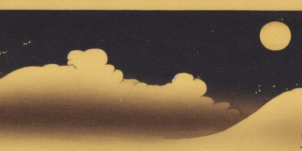 Image similar to night sky by ohara koson, 1 9 1 0