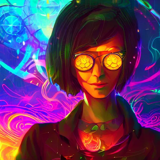 Image similar to skill magic geek inside matrix deepdream radiating a glowing aura stuff loot legends stylized digital illustration video game icon artstation lois van baarle, ilya kuvshinov, rossdraws,