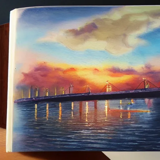 Image similar to a cruise ship bridge that has turned into a base and features a sketchbook, oil painting