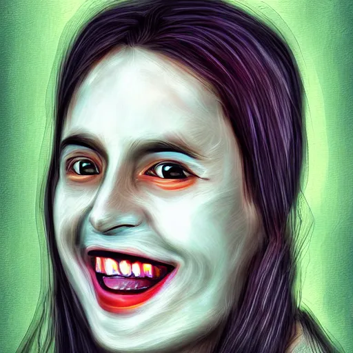 Image similar to smiling ghost portrait, digital art