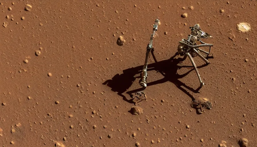 Prompt: An image taken from the surface of Mars showing a skeleton of a deer, 4k, Curiosity Rover,