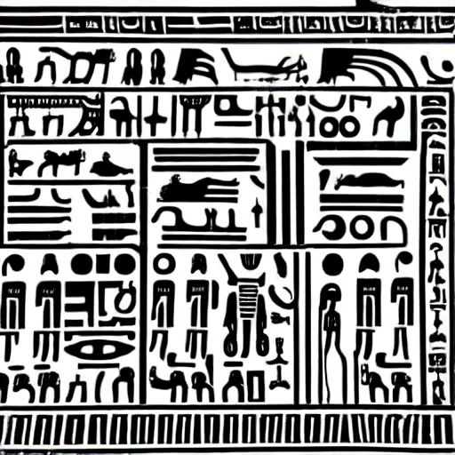 Prompt: black and white alien hieroglyphs, very contrasted