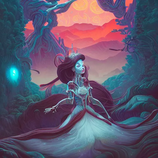 Image similar to gouache, ethereal cybernetic princess in the mountains, extremely detailed, sharp focus, wide view, full body shot, smooth, digital illustration, by lisa perrin!!!!, dan mumford, james jean, by rossdraws, frank franzzeta, sakimichan