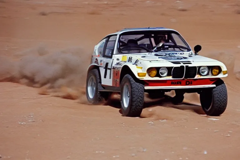 Image similar to 1 9 7 4 bmw m 1 testarossa fj 4 0, dakar rally footage, speed, bladerunner