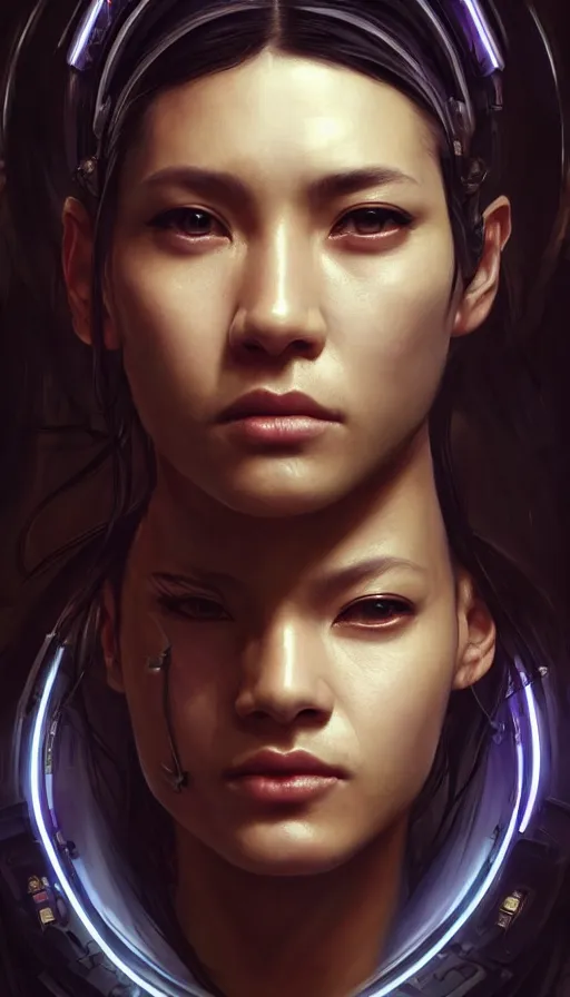 Image similar to cyberpunk, perfectly-centered-Portrait of the most beautiful women on the planet, mechanic, lost, visor, yakuza, sweaty, asian, insane, intricate, highly detailed, digital painting, artstation, concept art, smooth, sharp focus, illustration, Unreal Engine 5, 8K, art by artgerm and greg rutkowski and alphonse mucha