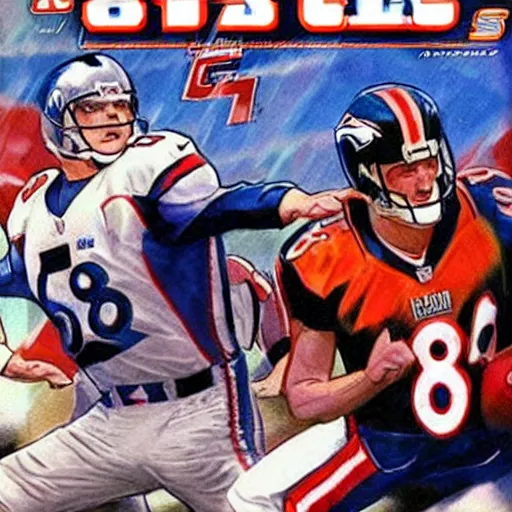 Prompt: comic book cover for'peyton manning vs coach belichick ', art by alex ross