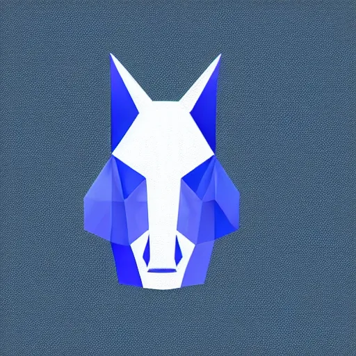 Prompt: unicorn head 2 d polygon art, blue, vector art