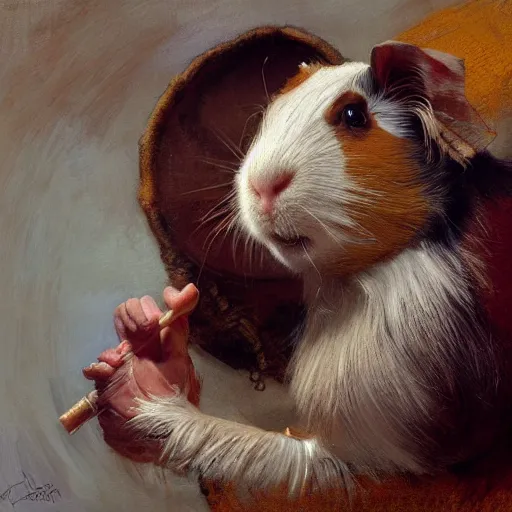 Image similar to a dressed guinea pig, highly detailed painting by gaston bussiere, craig mullins, j. c. leyendecker 8 k