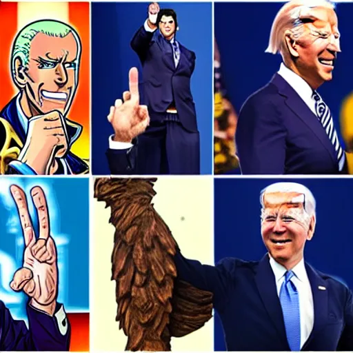 Image similar to Joe Biden in JoJo's Bizarre Adventure