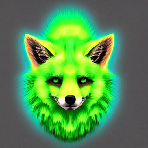 Prompt: digital lime green fox, lime green retrowave palette, lime green digital world, highly detailed, electric breeze, anatomically correct vulpine, synth feel, fluffy face, ear floof, flowing fur, super realism, accurate animal imagery, 4 k digital art