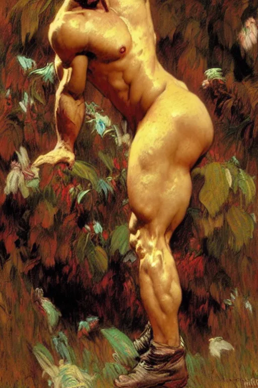 Image similar to attractive wrestler, painting by gaston bussiere, craig mullins, greg rutkowski, alphonse mucha