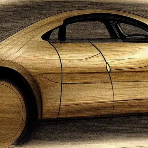 Prompt: apple's car to be released in 2027 as sketched by Leonardo davinci. Concept sketch.