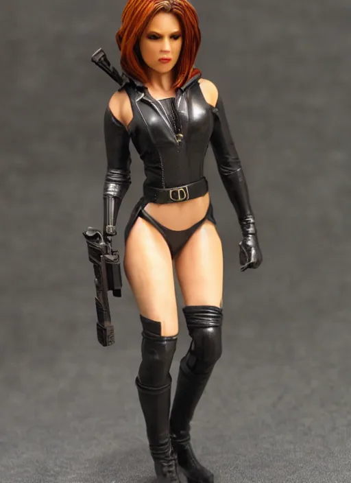 Image similar to Product Introduction Photos, 4K, Full body, 80mm resin detailed miniature of a spy woman in leather suit