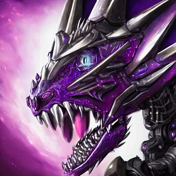 Image similar to detailed mawshot of a giant beautiful stunning goddess anthropomorphic hot robot mecha female dragon, silver sharp streamlined armor, detailed maw, glowing Purple LED eyes, food pov, micro pov, dragon art, macro art, furry art, vore, furaffinity, DeviantArt, Eka's Portal, G6