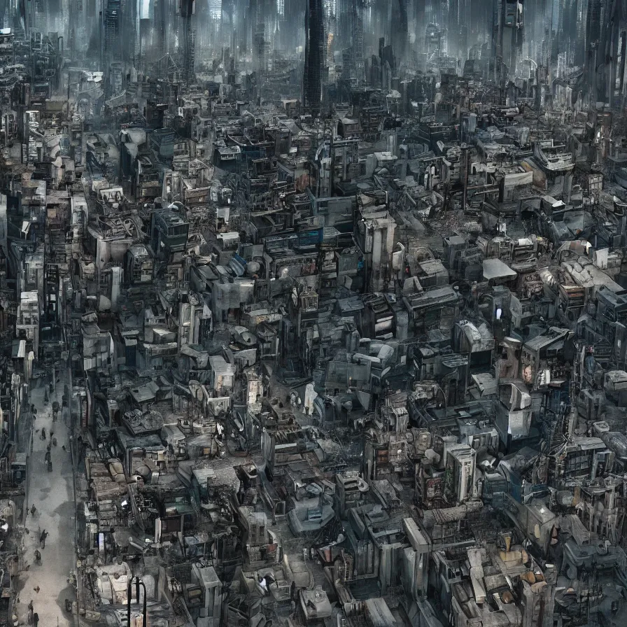 Image similar to sprawling cramped dystopian cityscape in a quentin tarantino movie, 4 k arri alfa anamorphic lens 3 5 mm film still