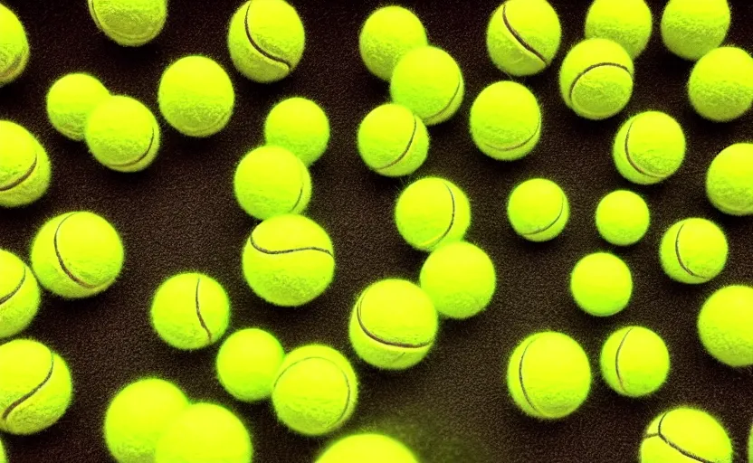 Image similar to tennis ball monsters, highly detailed, extremely high quality, hd, 4 k, 8 k, professional photographer, 4 0 mp, lifelike, top - rated, award winning, cinematic, realistic, detailed lighting, detailed shadows, sharp, no blur, edited, corrected, trending