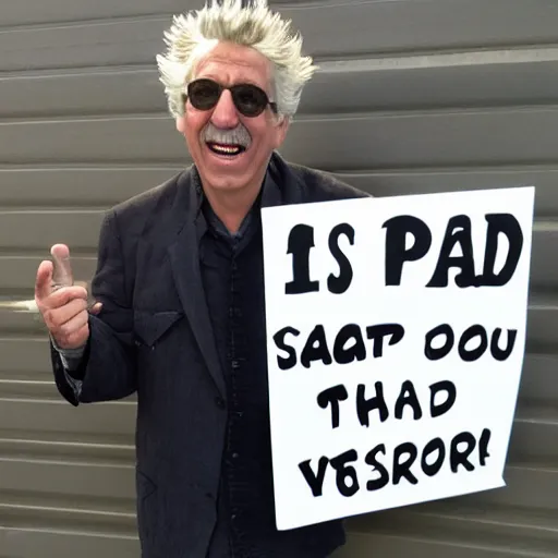 Image similar to rick sanchez holding up a blank sign