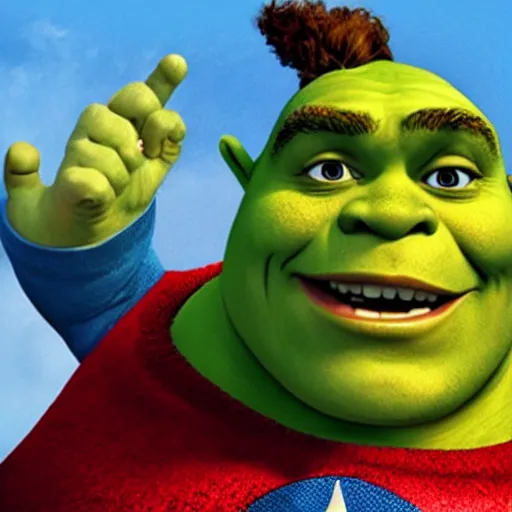 Prompt: Shrek as captain America