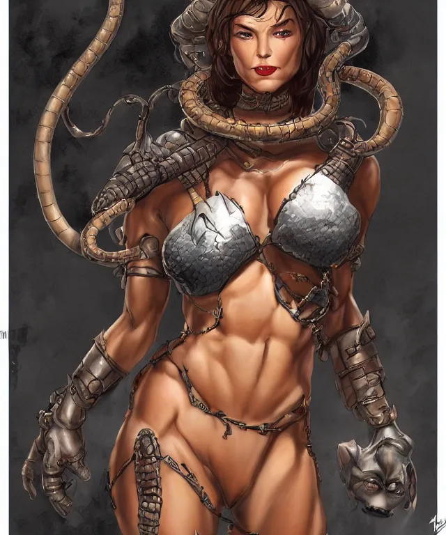 Prompt: the uneducated female anthropomorphic viper. she has an amazonian build. in the style of frank frazetta in the style of leonard boyarsky trending on artstation deviantart pinterest photorealistic hd 8 k highlights and shadow detailed high resolution