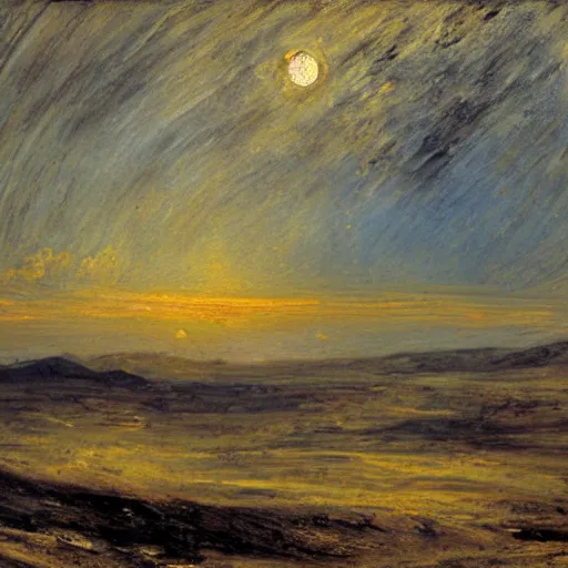 Prompt: john constable painting of marsscape in sunrise