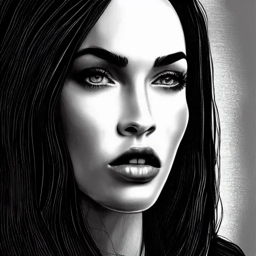 Image similar to “Megan Fox, portrait!!! Portrait based on doodles, scribbled lines, sketch by Liz Y Ahmet, monochrome, concept Art, millions lines, ultra detailed portrait, 4k resolution”