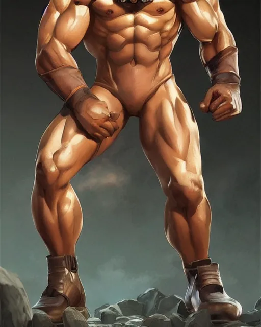 Image similar to gigachad luigi onepunch man bodybuilder in final fight mountain by ilya kuvshinov, ernest khalimov body by krista sudmalis, fantasy character portrait, ultra realistic, concept art, intricate details, elegent, digital painting, smooth, sharp focus, illustration, art by artgerm and greg rutkowski and alphonse mucha, artstation