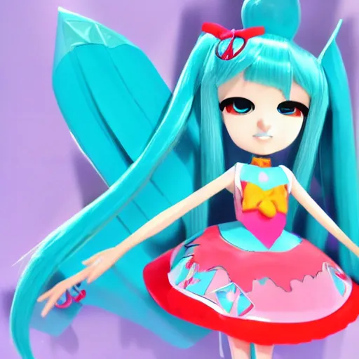 Prompt: Mary Blair art of Miku Hatsune