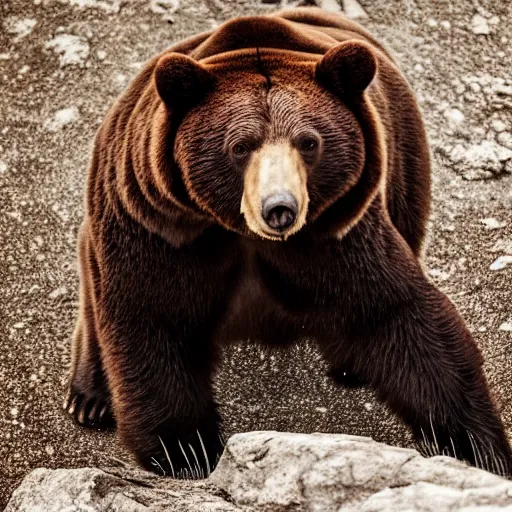 Prompt: a bear is wearing a suit, professional photography, full frame, center frame